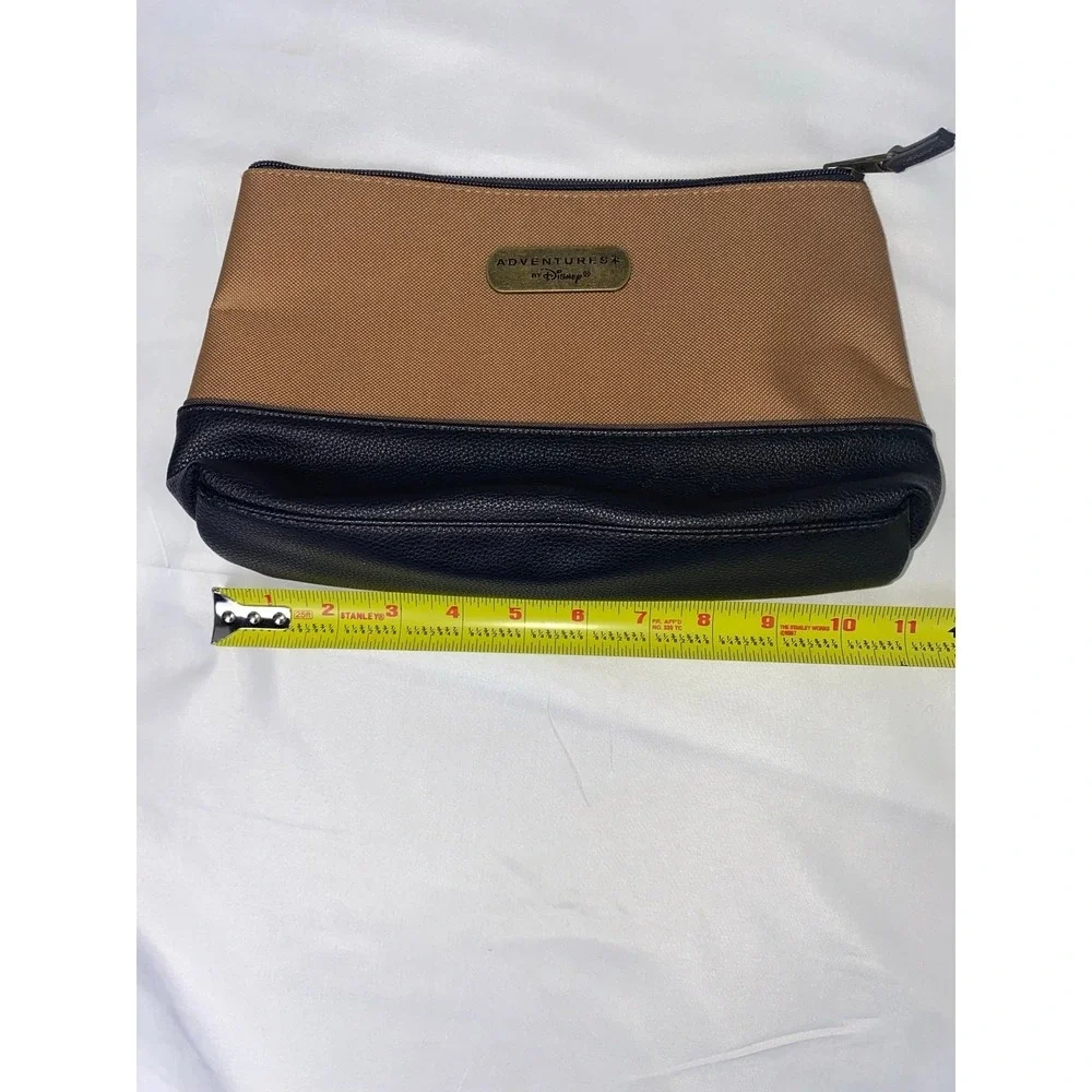 Adventures by Disney Collection Zipper Pouch Travel Cosmetic Bag Tan Black - Picture 6 of 6